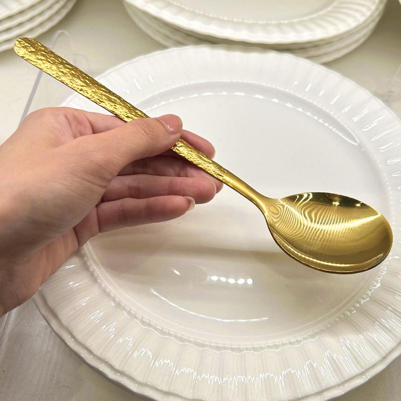 

Круглая ложка из нержавеющей стали, сетка, красная, золотистая, для ужина, с длинной ручкой, десертные ложки для перемешивания, кухонные аксессуары, гаджеты золотой