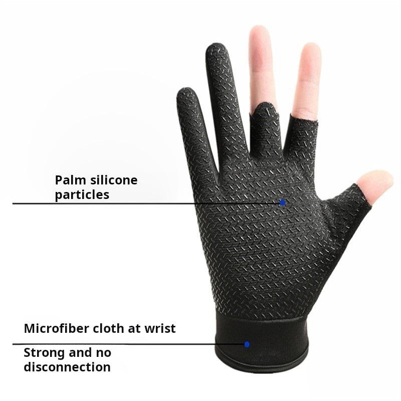Fishing Gloves, Fishing Routes, Sun Protection, Anti Slip, Ice Silk Breathable Thin Gloves