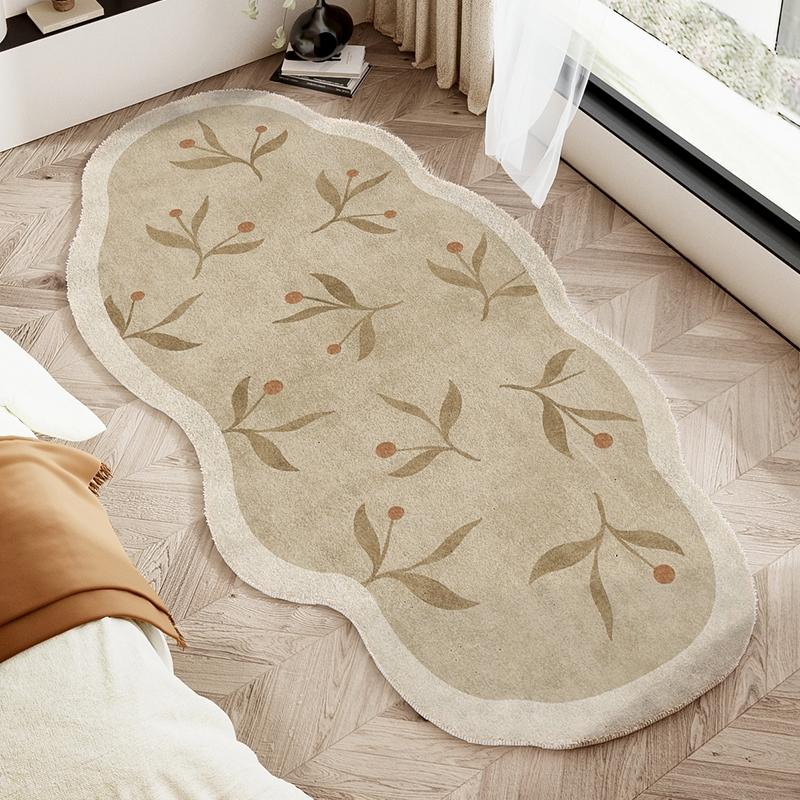Cream Style Carpets for Living Room Irregular Shapes Bedroom Decor Carpet Thicken Plush Bedside Floor Mat Fluffy Soft Lounge Rug