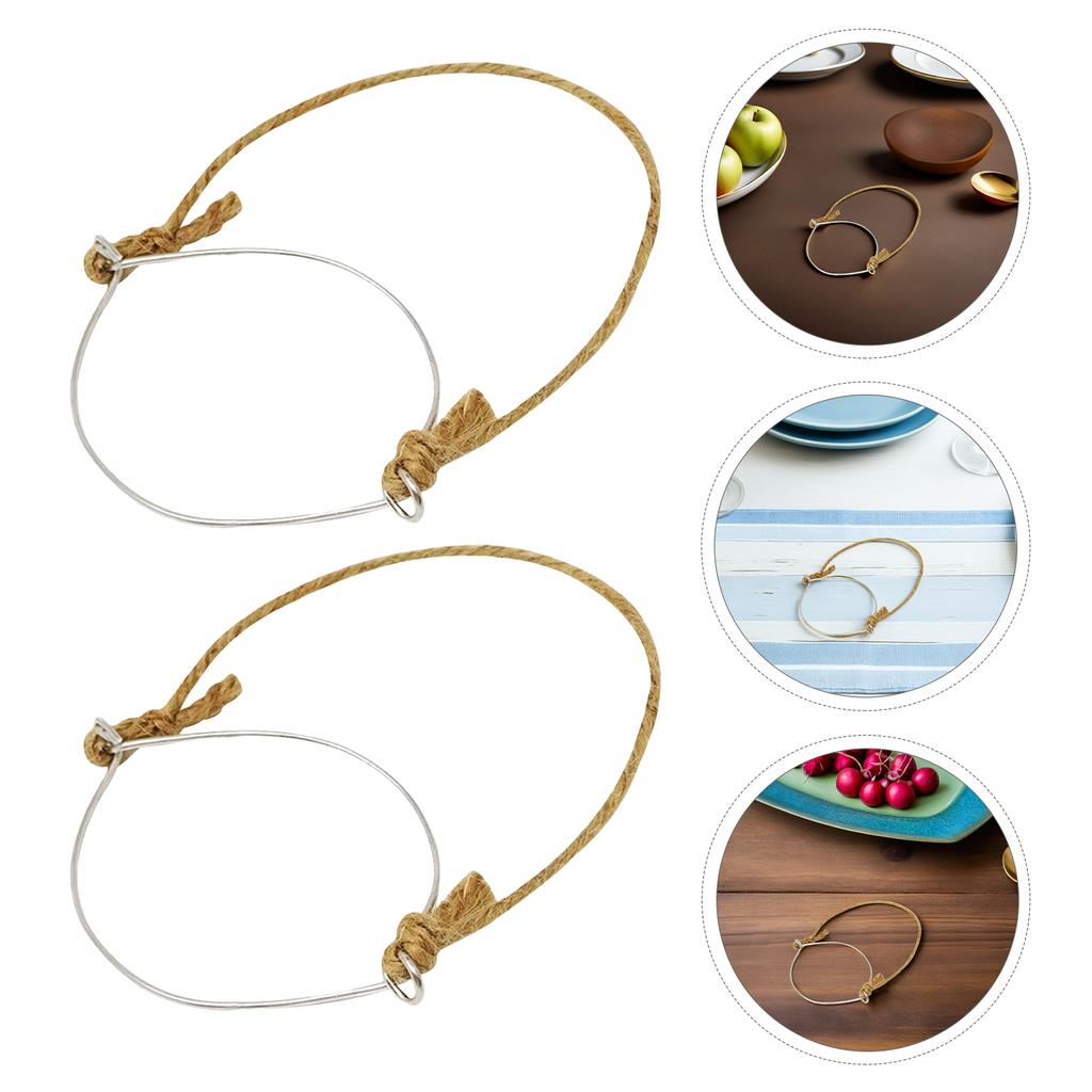 10pcs Solar Light Hanging Hook Mason Jar Metal Wire Handle Burlap Rope 86Mm Wide Mouth Reusable Outdoor Garden Lantern Holder