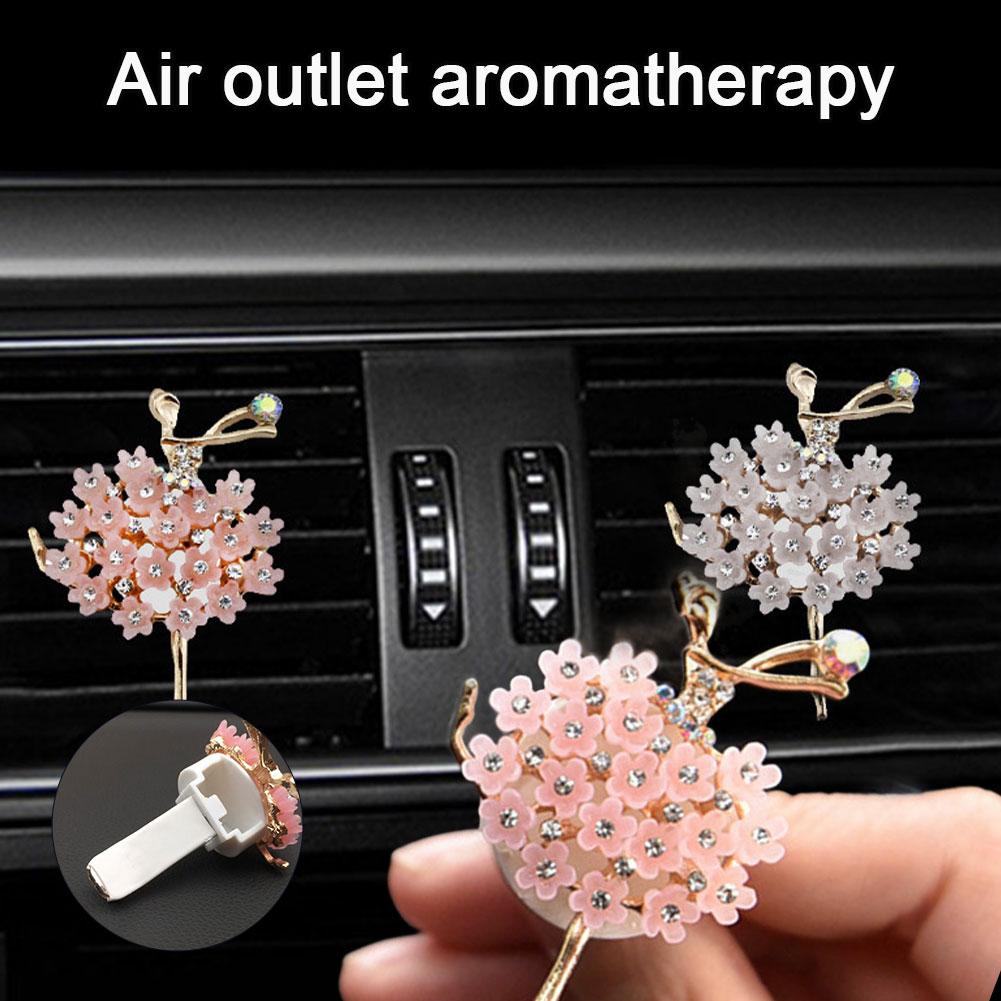 Diamond-Studded Ballerina Car Vent Fragrance Clip Cartoon Car Decorative Ornament Clip Air Freshener Conditioning Interior N6H9