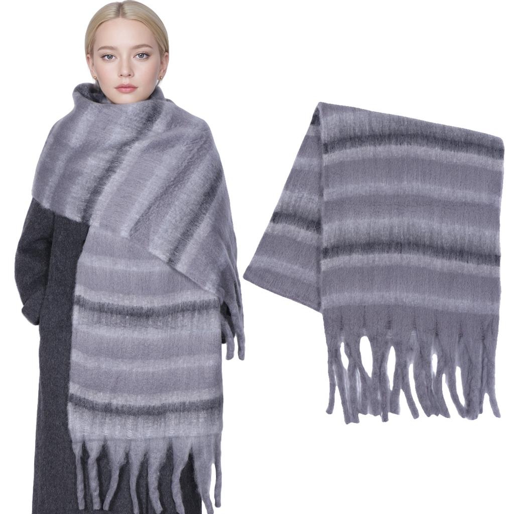 Winter Scarf For Women Cashmere Warm Striped Pashmina Blanket Wraps Thick Soft Bufanda Scarves Tassel Shawls Long Poncho Echarpe