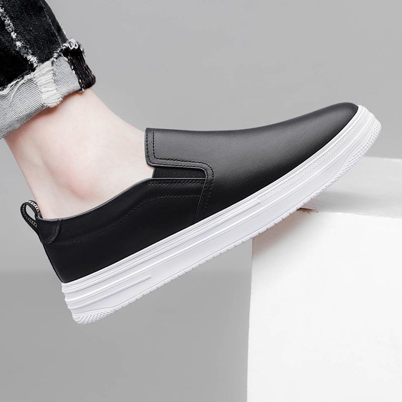 Fashion High Quality Men Comfortable Thick Soled Inner Height Increasing Loafers Brand Men Summer Breathable Hollow Leisure Board Shoes