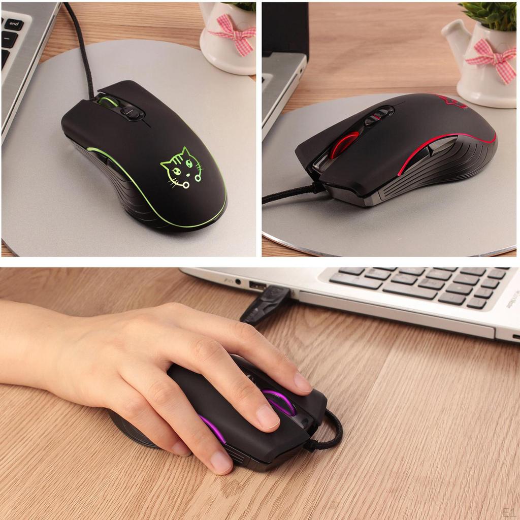 Gaming Mouse LED RGB Backlit Mute PC Laptop 2400DPI Optical Mice