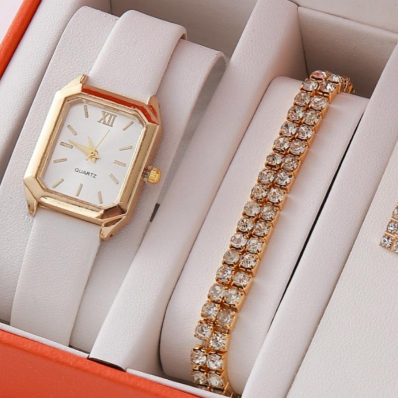 The Same Women'S Gift Watch Simple Scale Bright Belt Green Watch Square Women'S Watch Quartz Watch