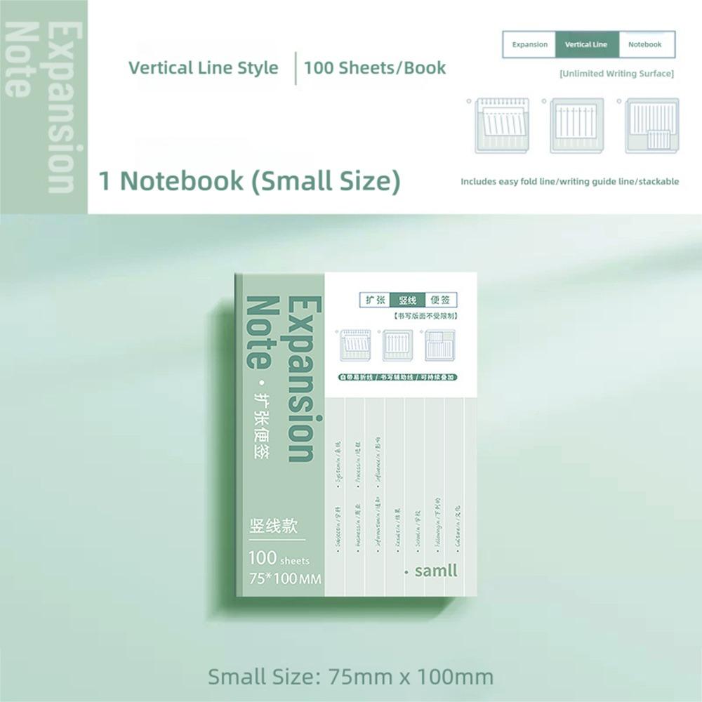 100PCS/Set Multifunctional Self-Adhesive Expansion Sticky Notes Extensible Sticky Memo Pads Tearable Sticky Labels Sticker Gift