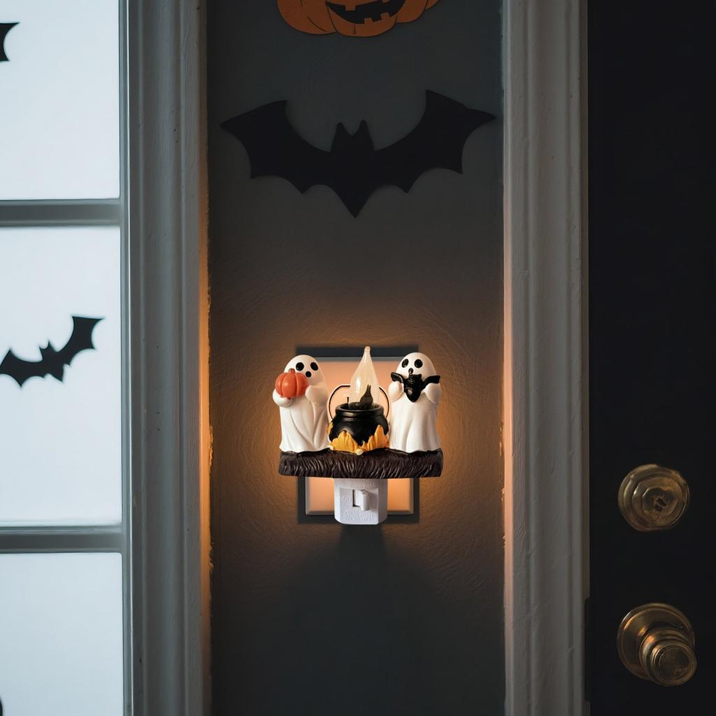  Flickering Nightlight, LED Faux Fire  Lamp,Halloween  Bedroom Night Light Indoor Decorations Gifts For Family, Friends, Kids