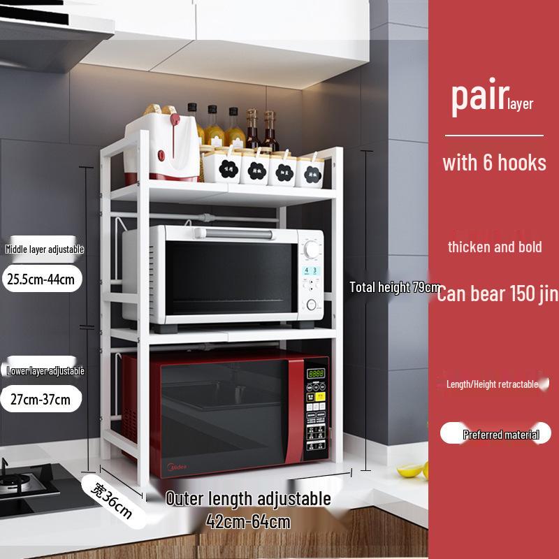 Adjustable Microwave & Kitchen Storage Rack for Countertop - Oven, Rice Cooker & Spice Organizer