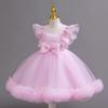 New Kids Net Lace Princess Dress with Frills, Large Size Girls' Birthday Outfit