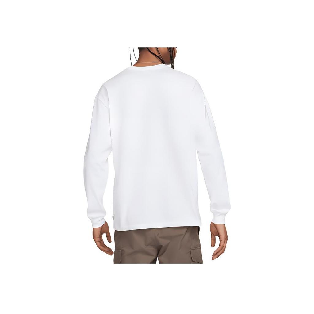 Nike Embroidered Logo Crew Neck Long Sleeve T-Shirt Men White DO7390-100