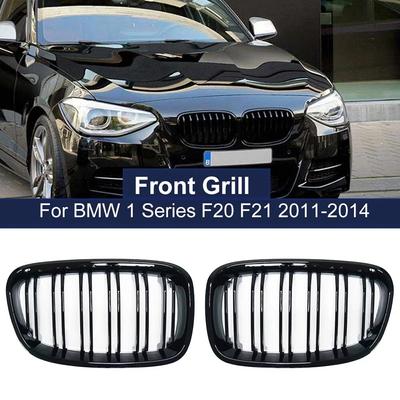 Vysoce kvalitní přední maska chladiče s dvojitou lamelou pro BMW řady 1 F20 F21 2011 2012 2013 2014, lesklá matná černá, závodní maska chladiče