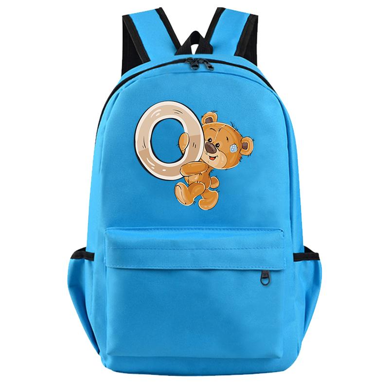 Little Bear 26 English Letters Backpack Teen School Bag for Girls Boy Backpack Bookbag for Kid Gifts Large Capacity Student Bag
