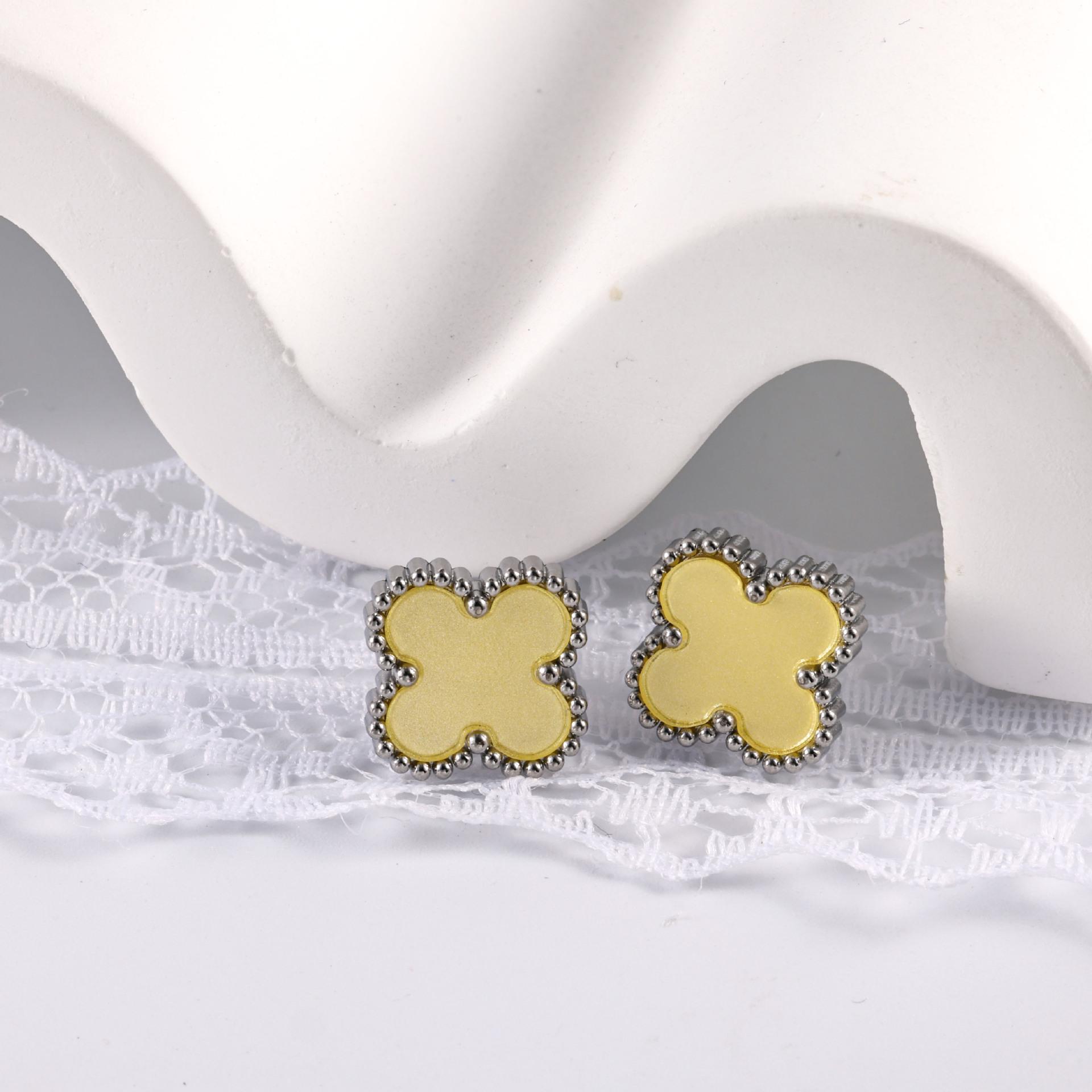 

Steel Clover Earrings for Women and Girls 18K Gold Plated Non Fading V Gold Earrings Jewelry