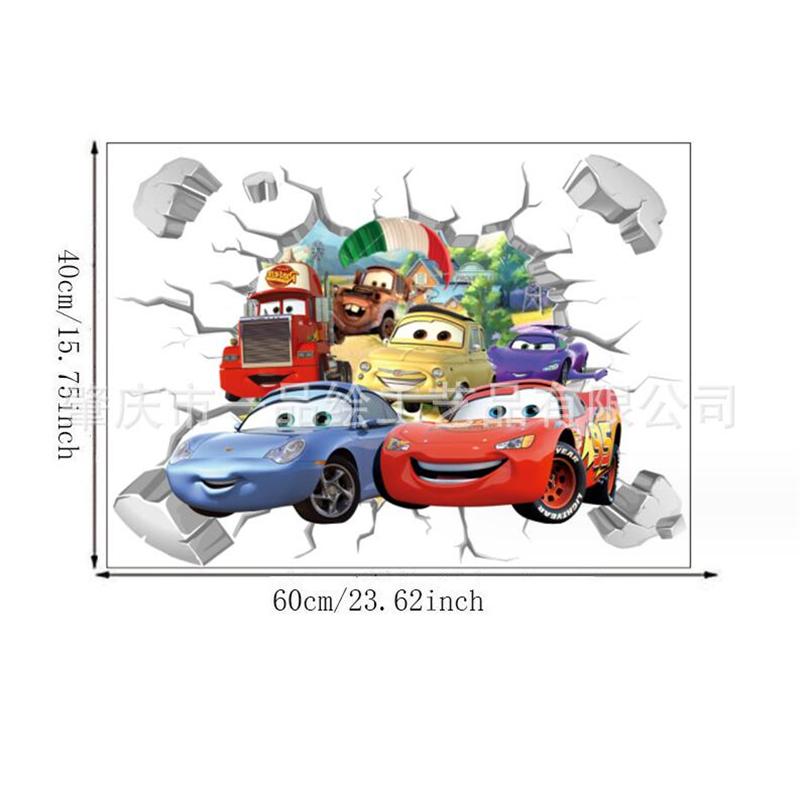Cartoon Cars Lighting McQueen 3D Wall Sticke s For Kids Room Home Bedroom PVC Decor Cartoon Movie Mural Art Decals