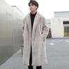 Men's Autumn and Winter Mink Fur Coat Long Knee-length Artificial Fur Coat Thick Plush Windbreaker Cotton Coat Trendy