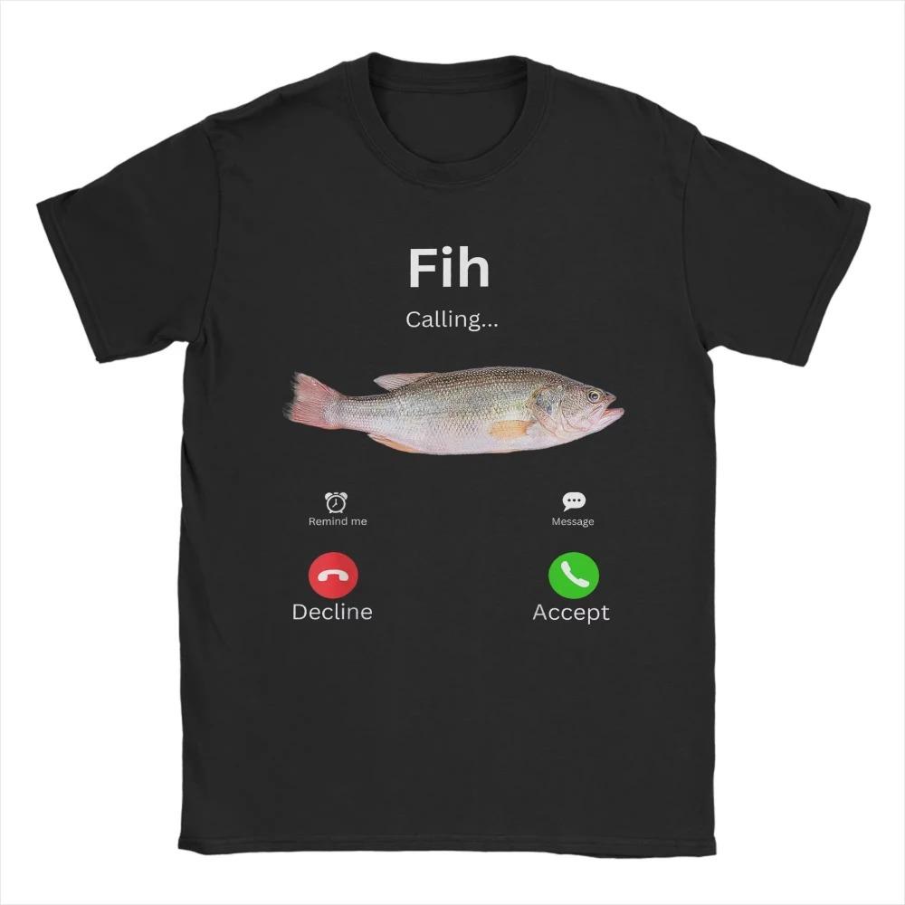 Unisex Cotton TShirt Fish Call Reminder Message Reject Answer Phone Fish Pattern Awesome Short Sleeve Top Women And Men Tshirt