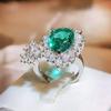 High Quality Fancy Coloured Tourmaline Emerald Ring Teardrop Pear Shaped Horse Eye Shaped Ring Women's Party Birthday Jewellery