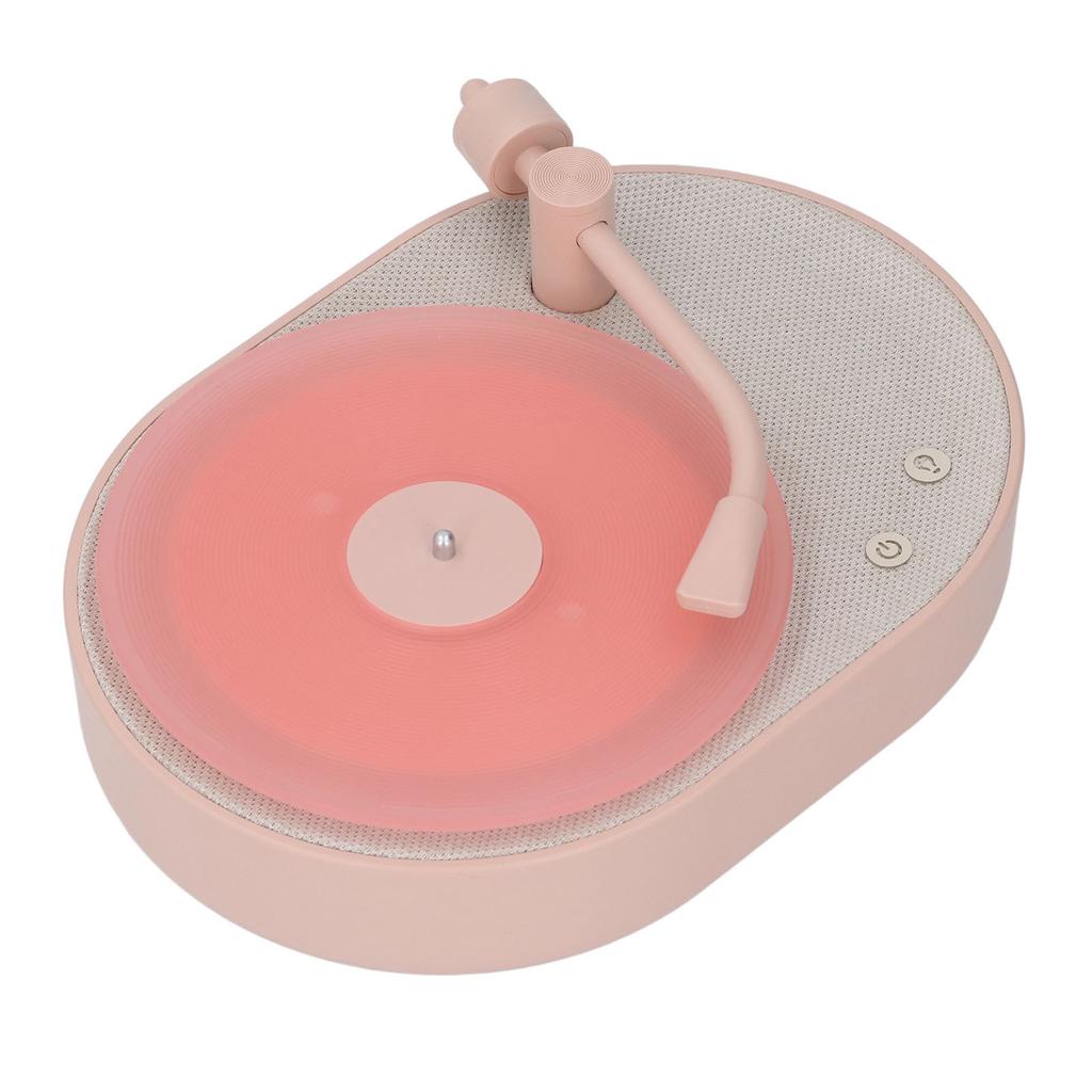 Bluetooth Speaker Record Player Shaped Bedroom Sleep Desktop Aromatherapy LED Night Light Pink