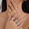 Ingemark 5Pcs Goth Geometric Irregular Rings for Women 2026 Trend Vintage Hollow Adjustable Open Finger Ring Couple Wed Jewelry