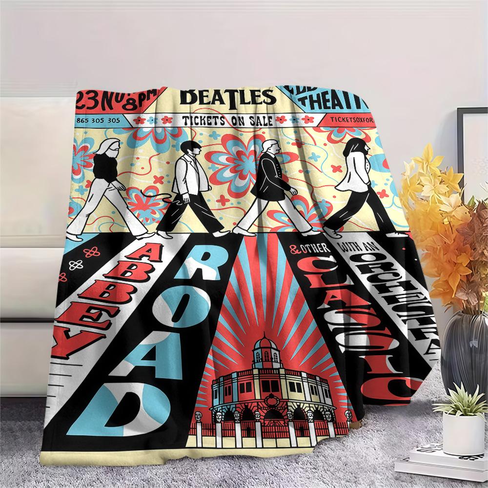 1PC Band Print FlAannel Blanket, High quality Comfortable for All Seasons, Home Decor, Warmth and Comfort
