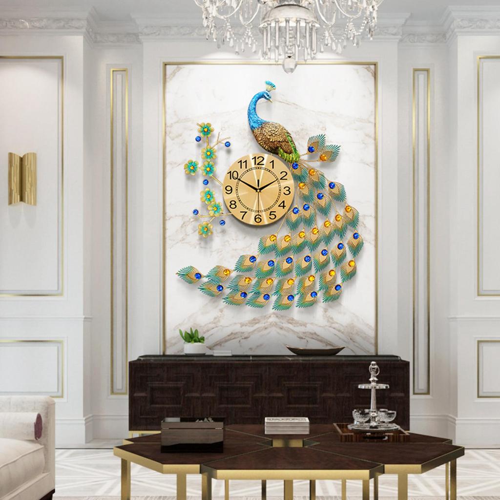 European Style Silent Wall Clock Metal Dial for Hotel Dining Room Decoration