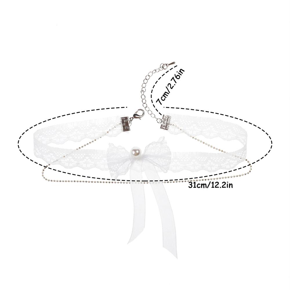 1ks módní a sexy mašle bílá umělá krajka náhrdelník na krk elegantní krajkový náhrdelník s mašlí krátký řetízek