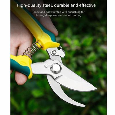 Stainless Steel Pruning Shears Safe Lock Non-slip Garden Pruner Comfortable Grip Ergonomic Handle Tree Branch Trimmer