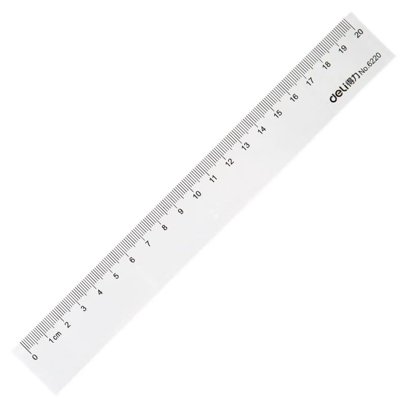 Deli 20cm Clear Plastic Straight Ruler