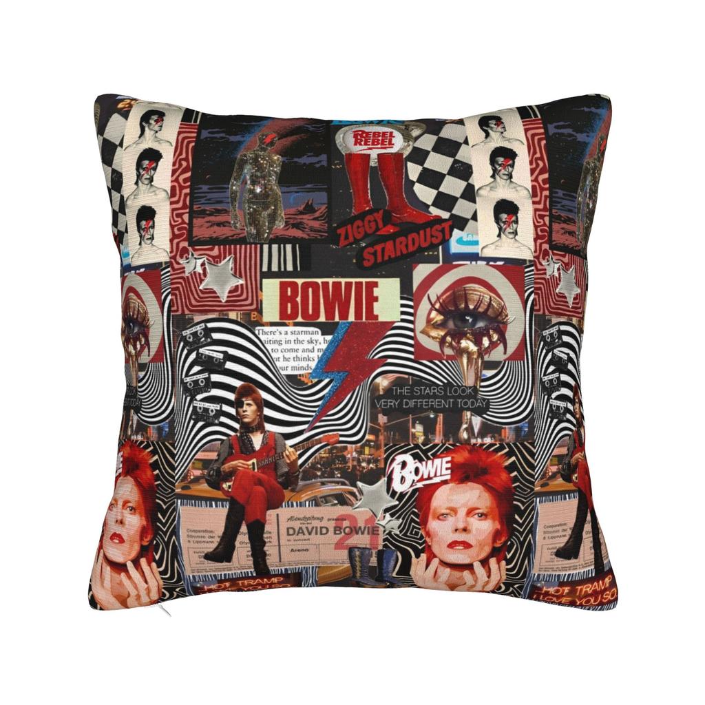 Vintage Rock Singer Lightningbolt Portrait Cushion Cover Soft Decorative Sofa Pillow Case