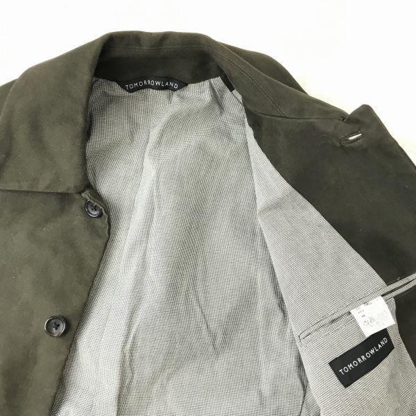 Tomorrowland Cotton Jacket Outer 46 Men S Khaki 4 Button Center Vent Full Lining Multiple Pockets(USED)