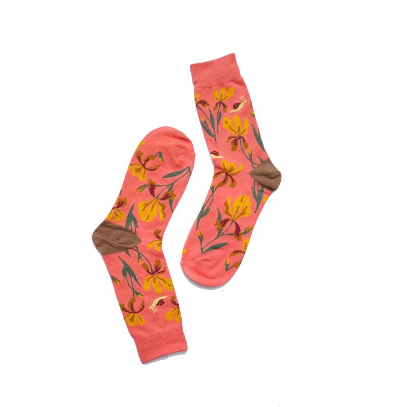 1 Par Calcetines Mujer Arte de Dibujos Animados Pulpo Flor Planta Kawaii Divertido Casual Femenino Algodón Calcetín Medias Ropa de Calle Harajuku Calcetines de Tripulación