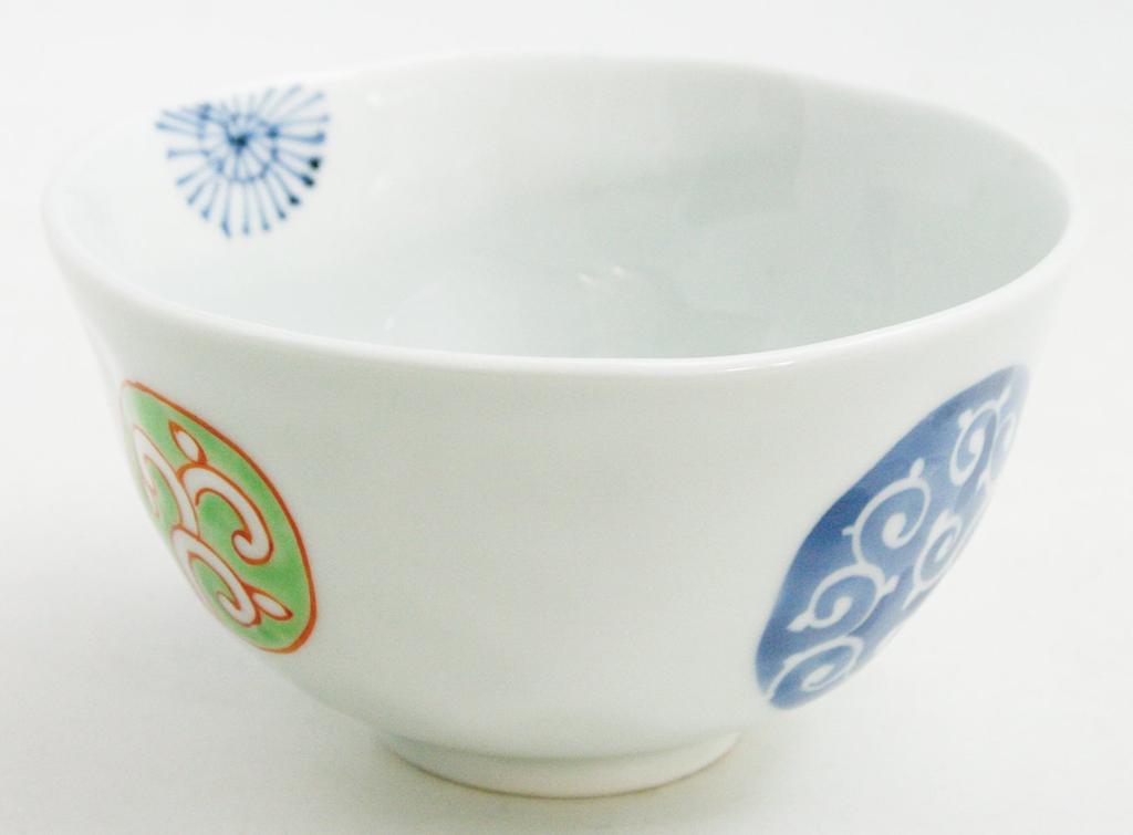 Arita Ware Soutagama Round Pattern Arabesque Rice Bowl 95092 (Large)