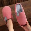 Classic side label corduroy cotton slippers couple solid color home indoor slippers simple home women's slippers