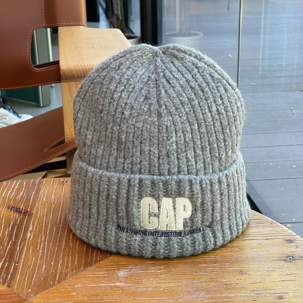 Autumn and Winter New Style Knitted Woolen Hat for Women Alphabet Versatile Couple Pullover Hat  Hip Hop Trendy Warm and Cold Hat for Men