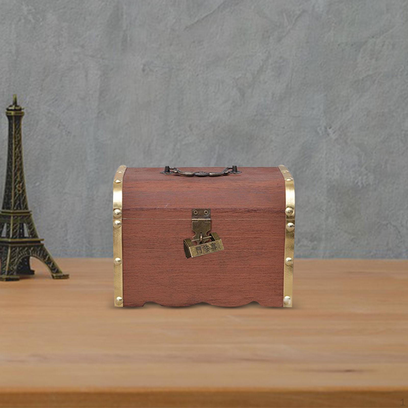 

Деревянный сундук-копилка в деревенском стиле с замком и ключами, ящик для хранения денег для подарков на день рождения, книжный шкаф Gold