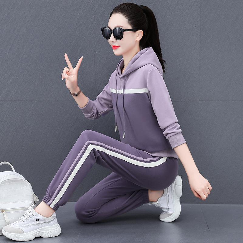 Trendy Women's Two-Piece Casual Suit: Spring/Autumn Hoodie & Long Pants Set