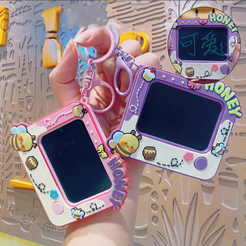 Creative Small Graffiti Board Keychain Bag Pendant Cute Couple Car Key Chain Pendant Can Draw And Paint Board Kids Toys Gifts
