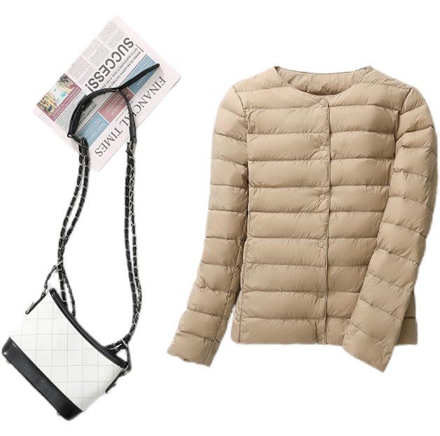 2024 Women's Lightweight Slim Fit Down Jacket: Short Style Autumn/Winter Korean Fashion, Plus Size, Round Neck, Thin Inner Layer