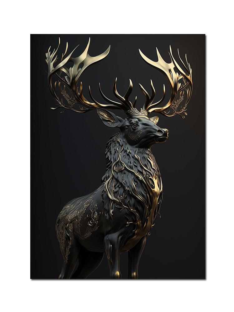 Schwarz und Gold König Tiere Affe Biene Schlange Skorpion Löwe Leinwand Malerei Krone Poster Druck für Wohnzimmer Dekoration