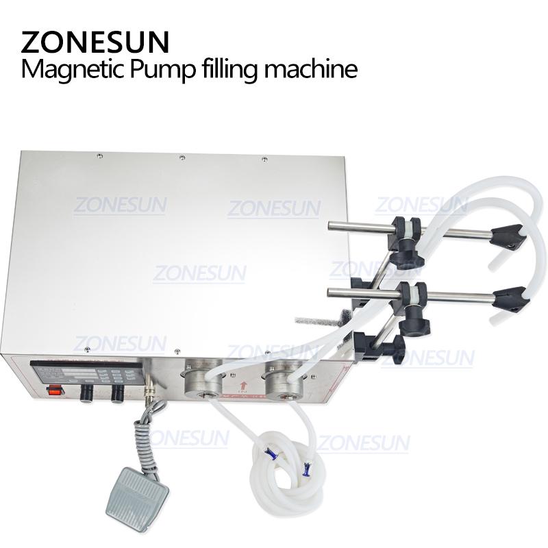 ZONESUN YG2 Magnetpumpe Elektrisch 2 Köpfe Erfrischungsgetränk Ätherisches Öl Ethanol Desinfektion Alkohol Flasche Flüssigkeitsabfüllmaschine