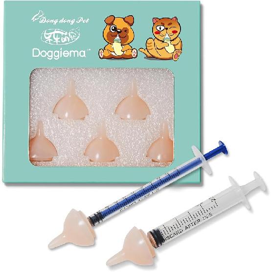 Силиконовая соска и шприцы Doggiema для кормления новорожденных котят, щенков, кроликов, мелких животных Dongdong pet 5 Mini Pink Nipple+3 Syri