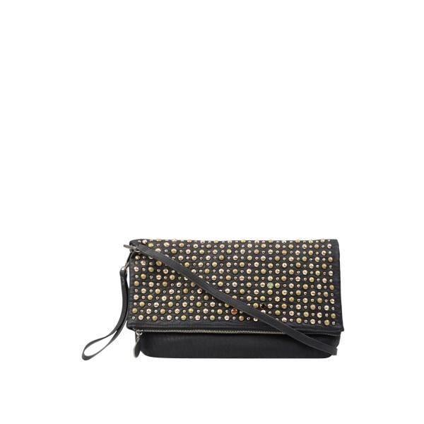 Pouch Bag - LE TEMPS DES CERISES - MANIA 5 - Black - Removable Shoulder Strap - Decorative Studs
