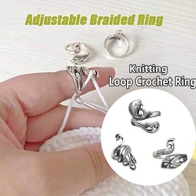 Knitting Tools Peacock Fish Phoenix Knitting Loop Crochet Ring Thimble Ring Ring Sewing Accessories