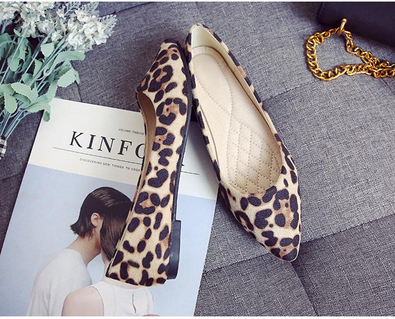 Fashion Leopard Shoes Women Flats Woman Casual Shoes Pointe Toe Spring Summer Flat Fashion Ladies Shoes Slip-on Big Size