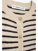 Women's Color Block Striped Knit Cardigan with Round Neck and Long Sleeves