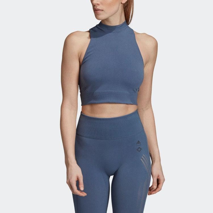Adidas Wrpknt Crop Wl Solid Logo Training Fitness Vest Women Tops Blue EA2113