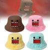 Kun Plush Domo Bucket Hat Cartoon Anime Warm Fluffy Flat Roof Cap For Men Women
