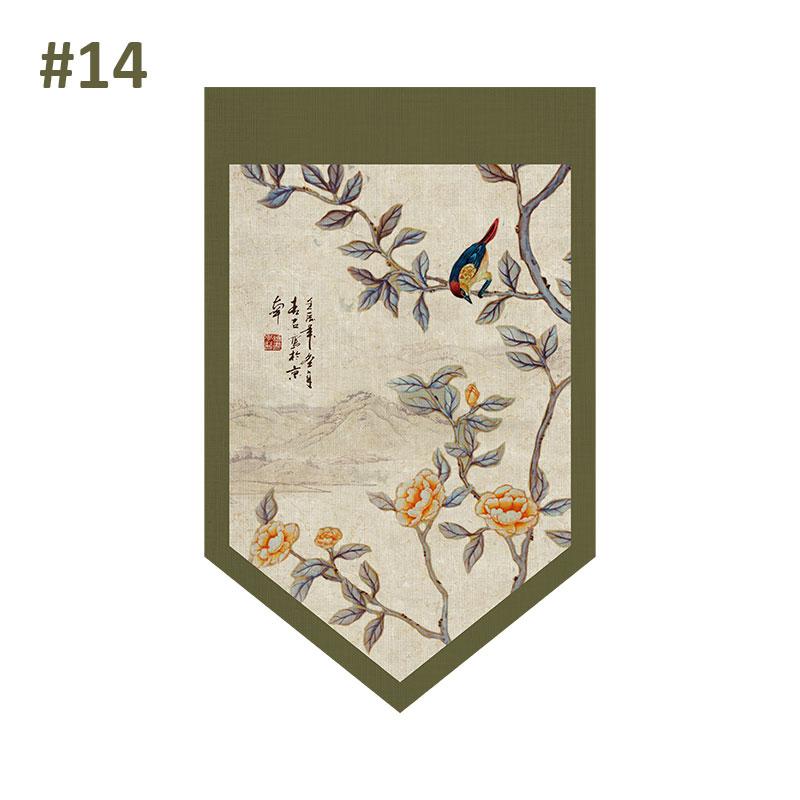 New Chinese Door Curtain Hanging Flag Teahouse Living Room Decoration Shade Curtain Partition Kitchen Door Short Half Curtain