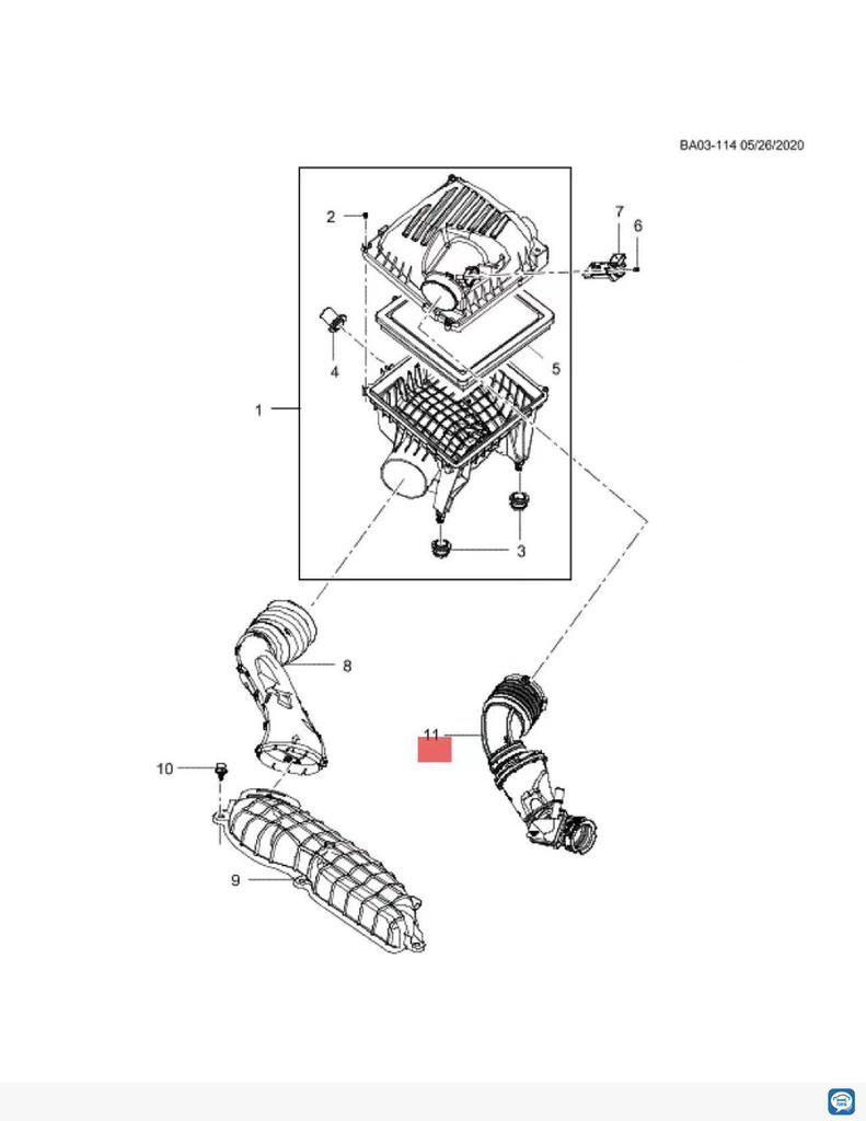 Buick Envision 1.5T Equinox Malibu XL Air Filter Intake Pipe #23285589