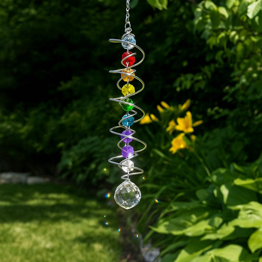 Creative 3D Crystal Rotate Sun Catcher Hangings Decorative Sun Catcher Wind Chime Colorful Rainbow Maker Window